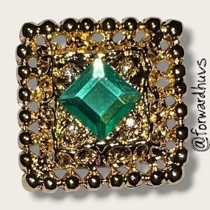 Bundle Sale 3 for $15 | Vintage Gold Tone Button with Large Glass Center